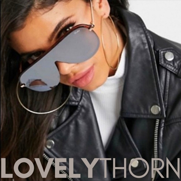 QUAY // ltd ed jlo collab tortoise brow bar reflective lens aviator shield